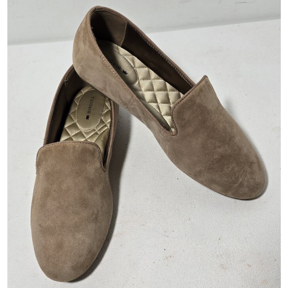 Birdies The Starling Latte Suede Loafers Womens Sz 7.5 Coffee Creme Quilted Shoe